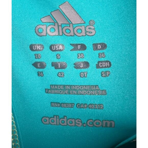 Adidas Racerback Tank Top Athletic Tank Turquoise Blue/Yellow Stripes Dri Fit S - Picture 2 of 2